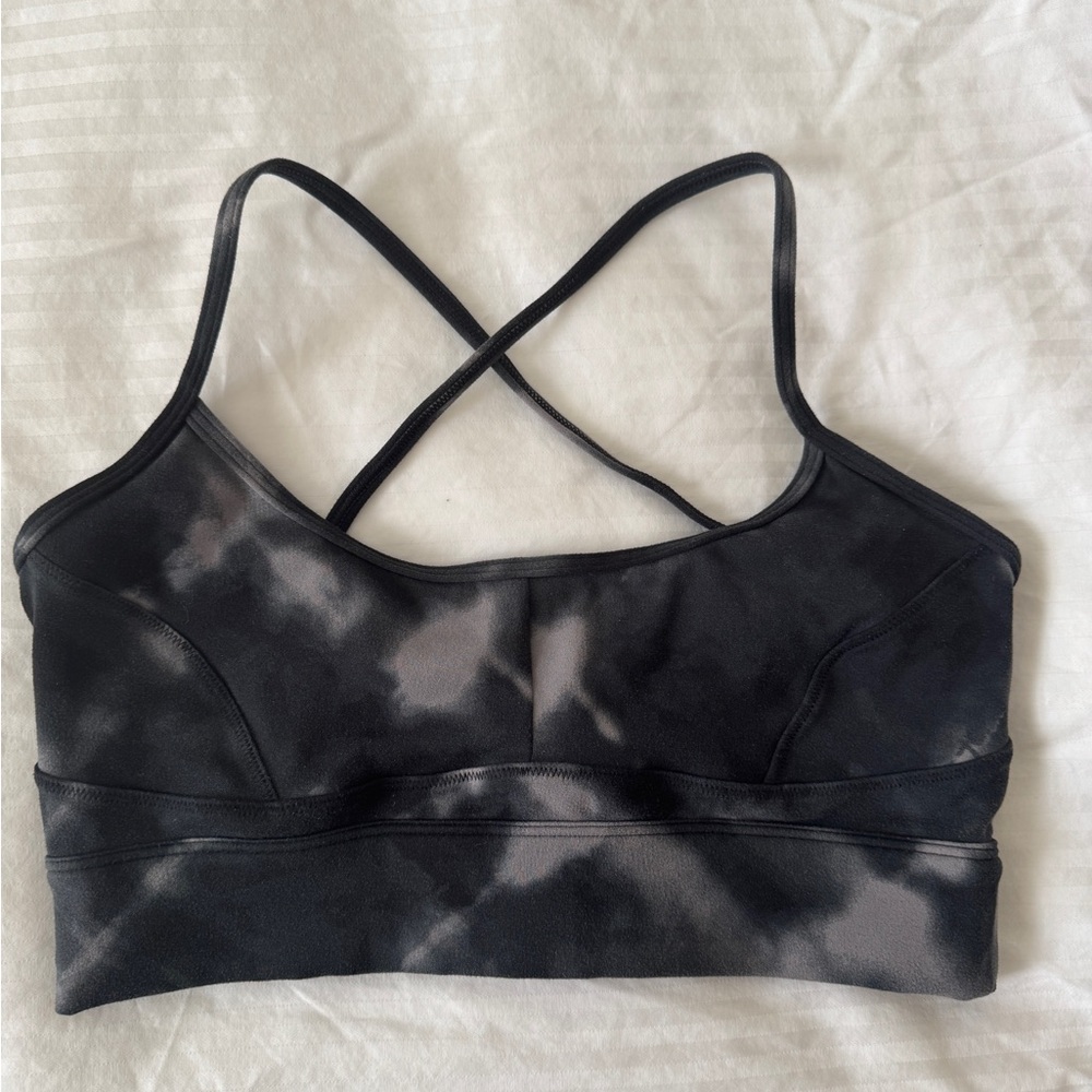 Women's Black Tie-Dye Sports Bra